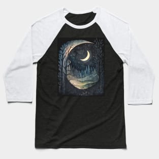 snowy starry night and moonlite in Kleeland Baseball T-Shirt